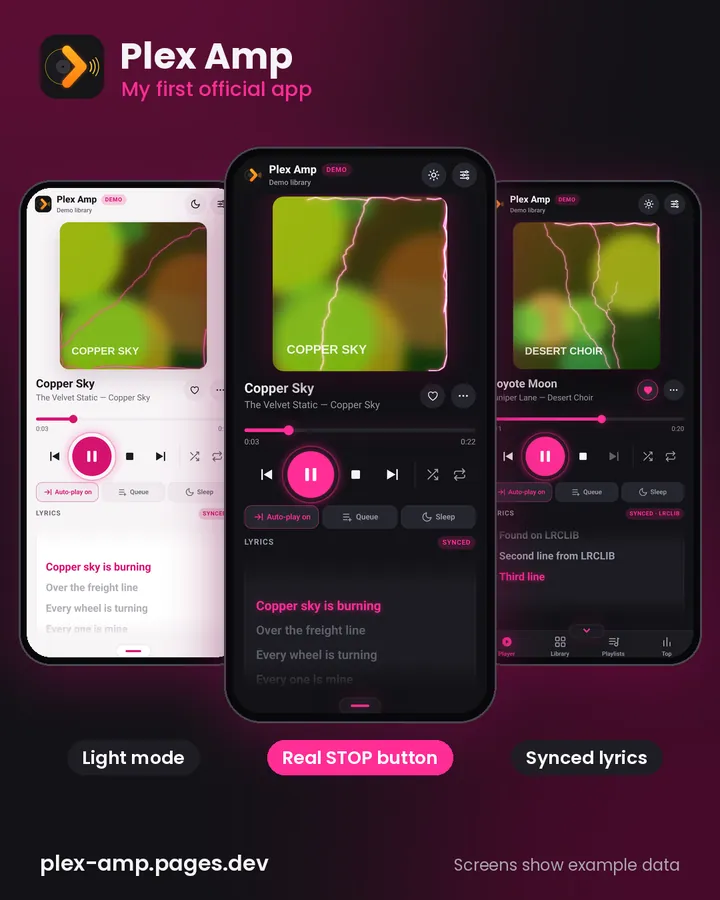 Plex Amp promo image (example data)